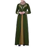 VESNIBA Damen Plus Size Print Abaya Jilbab muslimischen Maxi-Kleid Casual Kaftan langes Kleid,Loser Normallack Kleidungs Damen Lange Ärmel Ramadan Kleider Gebet Kleid