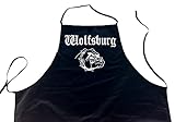 ShirtShop-Saar Wolfsburg (Bulldogge/Hund); Städte Schürze (Latzschürze - Grillen, Kochen, Berufsbekleidung, Kochschürze), schwarz