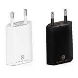 Wicked Chili 2X Pro Series Netzteil USB Adapter kompatibel mit Apple iPhone, Samsung Galaxy/Handy Ladegerät, Smartphone Netzstecker (1A, 5V) schwarz/weiß
