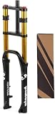 26-Zoll-MTB-Luftgabel Snow Fat Bike Gabel Federweg 140 mm 1-1/8 Zoll Gabelschaft Doppelschulter-Rückpralleinstellung Fahrrad-Vordergabeln für 4,0 Zoll Reifen Scheibenbremse QR Fit Berg/S