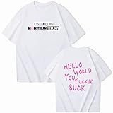 NARUNING Machine Gun Kelly T-Shirt, Cartoon Monogramm Kurze Ärmel Pullover, Harajuku Hip Hop Mode Lässig Lose Bequem Sänger Schauspieler Fan Sweatshirt (XS-4XL) (White,L)