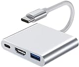 USB C auf HDMI Adapter, Typ C auf HDMI Multiport Adapter USB 3.1 Typ C USB C 4K HDMI Digital AV Multiport Adapter für MacBook, Chromebook Pixel und mehr Typ C Laptops (Silver)