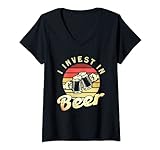 Damen Ich investiere in Bier Heimbrauen Hobbybrauer T-Shirt mit V-Ausschnitt