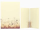 Briefpapier Set | Herbstwiese in der Sonne | 20 Blatt Herbstliches Motivpapier A4 | 20 Briefumschläge OHNE FENSTER im DIN LANG-Format