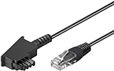 goobay 71812 Routerkabel, Telefonkabel, Anschlusskabel für DSL/ADSL/VDSL, TAE-F Stecker auf RJ45 Stecker (8P2C), schwarz, 1 Meter