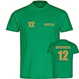 VIMAVERTRIEB® Herren T-Shirt Bremen - Trikot Nr. 12 - Druck:Gold metallik - Shirt Männer Fußball Fanshop Fanartikel - Größe:3XL grün