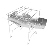 Barbecue Holzkohlegrill Camping Barbecue Kebab Rack Maker, Faltbare Tragbare Grillspieße Kits Für Outdoor-Kochen Camping Wandern Picknicks Tailgating Backpacking
