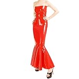 WJDT Sleeveless Red Sexy Latex Dress Rubber Bodycon Playsuit Plus Size,Brown, XL