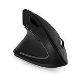 Ergonomische Maus Linkshänder kabellos, 3 in 1 2.4G USB + Bluetooth + Bluetooth Vertikale Wiederaufladbare Leise Funkmaus, 6 Tasten DPI 2400/1600/1000 für Windows/Android/MAC OS, Schwarz