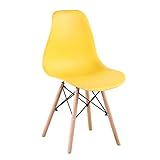 Comfortableplus Esszimmerstühle 4er-Set Küchenschreibtischstuhl mit Holzbeinen für Esszimmer Wohnzimmer (Gelb, 4)