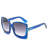 RIQWOUQT Sonnenbrille Damen,Frauen Übergroße Plastikrahmen-Sonnenbrille-Weibliche Steigungs-Mode-Sonnenbrille-Blaue Reise, Die Unisex Fährt