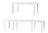 Szynaka Meble groß praktisch Tisch WENUS Mini 140-260x80x76cm 4-10 Personen Esstisch mit ausziehbarer Tischplatte auf 260cm Modernes Design Rechteckiger Tisch Klapptisch (Weiß Hochglanz)
