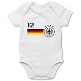 Shirtracer Fussball EM 2021 Fanartikel Baby - 12. Mann Deutschland Mannschaft EM - 6/12 Monate - Weiß - em Trikot 2021 Deutschland Herren - BZ10 - Baby Body Kurzarm für Jungen und Mädchen