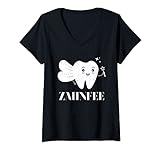 Damen Zahnfee | Karneval Fasching Party Verkleidung Kostüm Zahnfee T-Shirt mit V-Ausschnitt