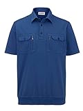 Roger Kent Herren Blouson-Shirt – T-Shirt aus Baumwoll-Mix, Kurzarm-Oberteil mit Brust-Tasche und Hemd-Kragen, Polo-Hemd in Blau, Gr. 46, Blau, Gr. 60