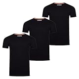 riverso Tshirt Herren Regular Fit RIVLenny 3er Pack Set Rundhals Kurzarm Sommer Tee Shirt leichte Baumwolle Flammgarn Einfarbig Schwarz XL, Größe:XL, Farbe:Black
