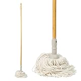 Salter LASAL71465WEU7 Warm Harmony Cotton Floor Mop with Additional Refill Mop Head, FSC Bamboo Handle, Super Absorbent Tassel Mop for Laminate & Tile, Recycled Plastic, for Most Hard Floor Types