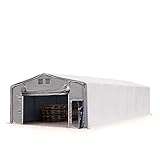 TOOLPORT Lagerzelt Zelthalle 8x12 m mit Hochziehtor - robuste PRIMEtex PVC Plane 2300 N - Wasserdicht 3m Seitenhö