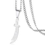 VASSAGO Schwert-Halskette für Männer und Frauen, Zulfiqar, Schwert, Halskette, Imam Ali Zulfiqar, Anhänger, arabische Rune, islamisch, muslimischer Schmuck, Talisman, Amulett, religiöses Geschenk,