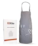 EliXito Premium Kochschürze/Küchenschürze 100% Baumwolle mit Taschen für Damen - Geschenk Frauen - Belastbar & pflegeleicht - Auch Perfekt als Backschürze grau