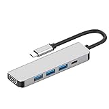 Wivarra Typ C zu 4K Docking Station 5 im 1 HUD für Mobil Handy Laptop USB 3.1 Typ C zu USB 3.0 HUB + USB-C PD + HDMI