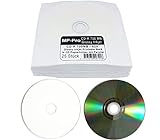 MP-Pro Glossy CD-R Inkjet Printable Weiß 700MB Bedruckbare CD-R Rohlinge Glänzend für Tintenstrahldrucker mit CD Druck Funktion - 25 Stück in CD Hüllen aus Papier