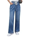 Roskiky Jeans Damen Stretch Y2K Jeans Jeans Baggy Damen Bootcut Jeans Damen High Waist High Waist Hose Damen Sommer Y2K Pants Jeans Blau Damen Blau M
