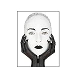 Azhangpu Art Der Kunstdruck Abstrakte Schwarz-Weiß-Gesichter Wandkunst Moderne Poster und Drucke Frauen Gesicht Bild für Wohnzimmer Dekor 60x90cm
