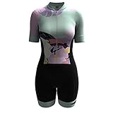 Triathlon Skinsuit Sommer Overall Frauen Radfahren Jersey Set 9d Gel Pad Kurzarm Fahrrad Kleidung Anzug (Color : 2, Size : XXL)