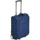 Amazon Basics – Erweiterbarer Weichschalen-Koffer, Handgepäck-Größe, mit TSA-Schloss und Rollen, 55 cm, blau