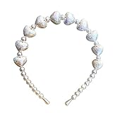 Xuefang Perlen-Stirnband, einreihig, Liebesherz, Perlen, Kopfschmuck, elegante Blings, modisches Haar-Accessoire für Frauen und Mädchen