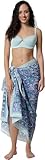 Handblockdruck Baumwolle Sarong Strand Cover Up für Frauen - Moonlight Blue Leichte Boho Bademode Wrap