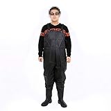 Yuefensu Wathosen Angeln Wathose mit Stiefeln Waten Hosen mit Schuhen Wathose Taille wasserdichte Watstiefel Angelhose für Wasserdicht (Farbe : Black, Size : 44)