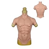WXYQ Silikon Gefälschte Muskelanzug Männliche Brust Realistische Muskelbauch Simulation Haut Half Körper Bodysuit Für Cosplayer Halloween Requisiten,Color #1,S