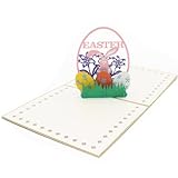 1 Stück Fröhliche Ostern-Karte -Kaninchen-Bunte Eier-geschenkkarte Osterkarten Grußkarten Ostern-Party-gruß-Karte
