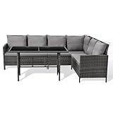 SVITA Madison Rattan-Lounge Polyrattan Ecksofa Gartenmöbel-Set Sofa Garnitur Couch-Eck