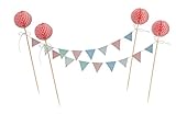 Dr. Oetker Wimpelkette für Torten inkl. Sticks mit Pompom, Kuchen- und Tortendekoration aus der Serie 'Modern Baking - Retro Design' (Farbe: Bunt), Menge: 1 Stück