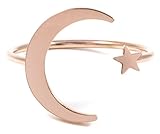 Happiness Boutique Damen Mond und Stern Ring in Rosegold | Offener Ring mit Halbmond Minimalist Edelstahlschmuck