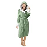 Damen-Wintermantel, Plüsch, verlängerter Schal, Bademantel, Hauskleidung, langärmelig, warm, einfarbig, Damen-Pullover mit Reißverschluss, mintgrün, XXL