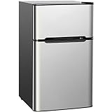COSTWAY 90L Kühlschrank mit 27L Gefrierfach Kühl-Gefrier-Kombination Standkühlschrank Gefrierschrank mini Kühlschrank (grau)