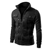Men 's Designed Cardigan Reverse-Mantel schlanke Jacke für Herren Mäntel & Jacken Winter Herren Mit Fell (Black, L)