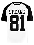 Spears Baseball T-Shirt Herren Damen Unisex Weiß Rundhals Kurze Ärmel Bio-Baumwolle Tee Men's White XXL