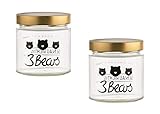 3Bears Frühstücks-Set für echte Porridge Lover | 2x Overnight Oat Gläser im Bärendesign für ein leckeres & schnelles Frühstück | Mit praktischer Markierung zum Abmessen für deine perfekten Oats