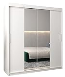 MEBLE KRYSPOL Tokyo 1 180 Schlafzimmerschrank mit Zwei Schiebetüren, Spiegel, Kleiderstange und Regalen – 180x200x62cm - Mattweiß