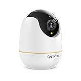 Netvue Überwachungskamera Innen, Babyphone mit Kamera, IP Kamera mit Bewegungserkennung und Nachtsicht, Kamera Überwachung mit 2-Wege-Audio, 1080P Kamera mit Alexa, Schwenkbar Kamera 355°/100° Weiß