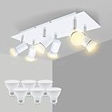 LED Deckenspots 6 Flamming Schwenkbar Deckenlampe Küche Schlafzimmer Deckenleuchte Weiß Wohnzimmerlampe,inkl 6x 5W GU10 Strahler Warmweiß 230V