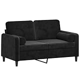 vidaXL Sofa 2 Sitzer, Couch mit Zierkissen, Liegesofa für Wohnzimmer, Polstersofa Sessel Relaxsofa Loungesofa Relaxcouch, Schwarz Samt