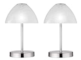 Dekorative LED Tischleuchten 2er SET - Metall 4-fach Touch Dimmer in Silber matt, 24cm hoch
