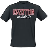 Led Zeppelin Herren Ledzeppelin_Logo & Symbols_Men_bl_ts: L T-Shirt, Schwarz (Black Black), Large