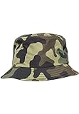 Flexfit Uni Damen/Herren Bucket Hat Unisex Camouflage Angler-Hut für Erwachsene, Green camo, one Size